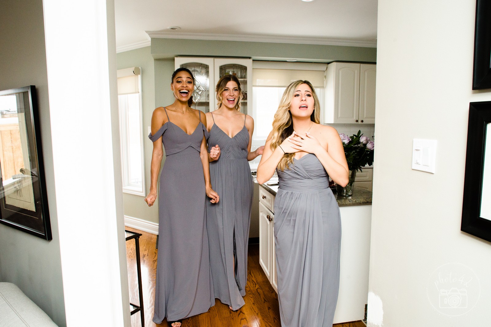 bridesmaids see bride for the first time, wedding dress first look, brampton wedding photographer