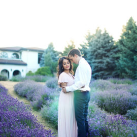 Lavender field engagement. Rovita + Collin